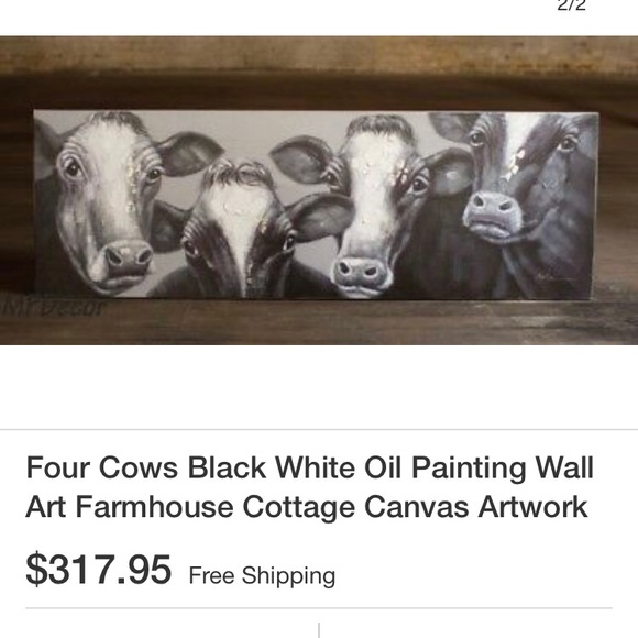 Farmhouse Cow canvas painting - Picture 2 of 2